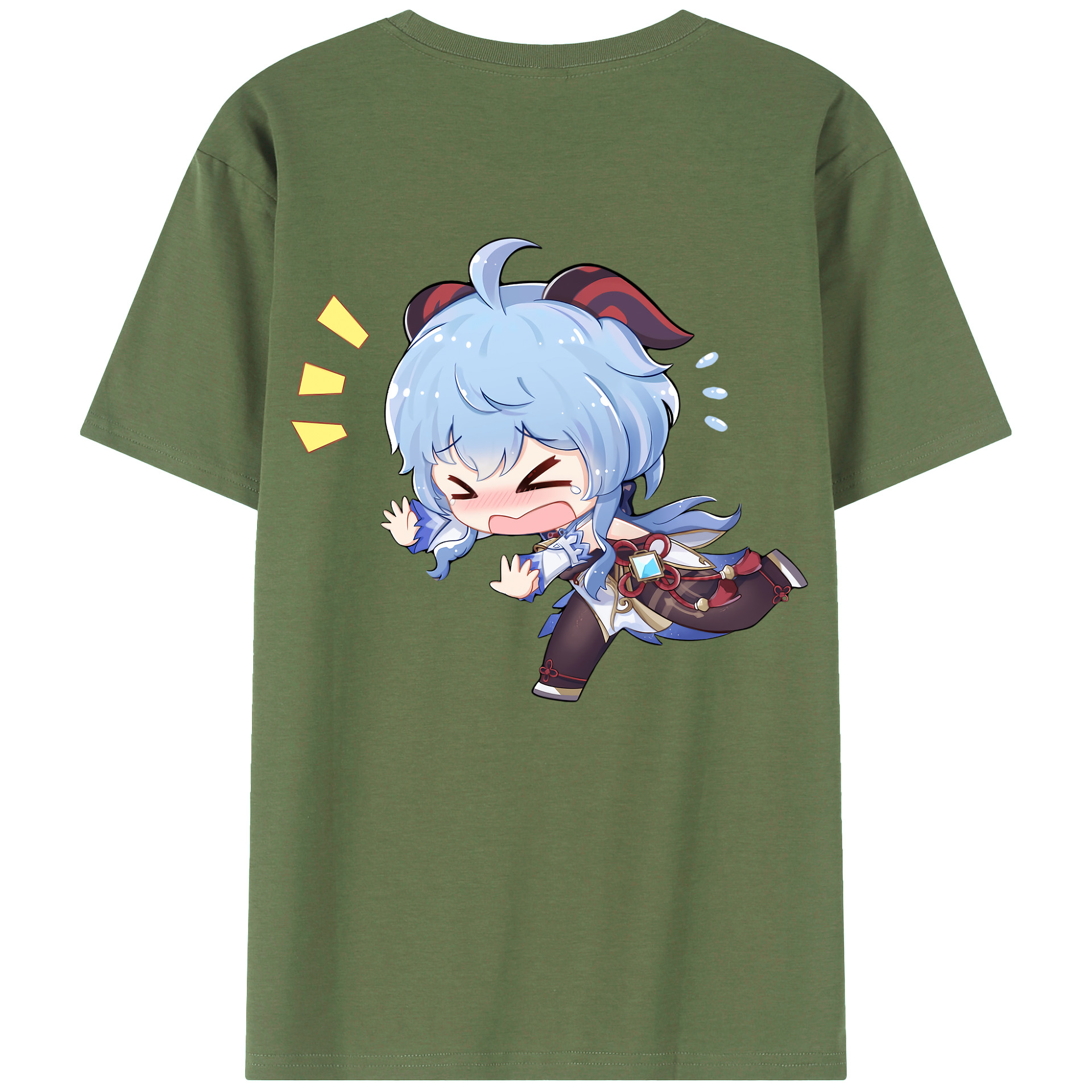 げんし神 甘雨 かんう genshin Ganyu 綿100％ メンズ半袖Tシャツ（バックプリント） 通気性